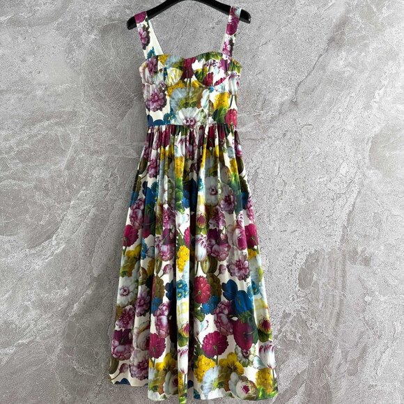 DOLCE & GABBANA Night Flower Print Bustier Dress - Picture 3 of 11